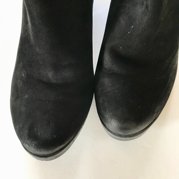 BUENO Black Nubuck Suede Knee-High Stacked Heel Almond Toe Slip-on Elastic EU 39 - Picture 11 of 16